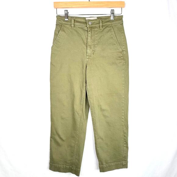 Everlane Olive Green Cropped Straight Short Pants 4 - Picture 1 of 10